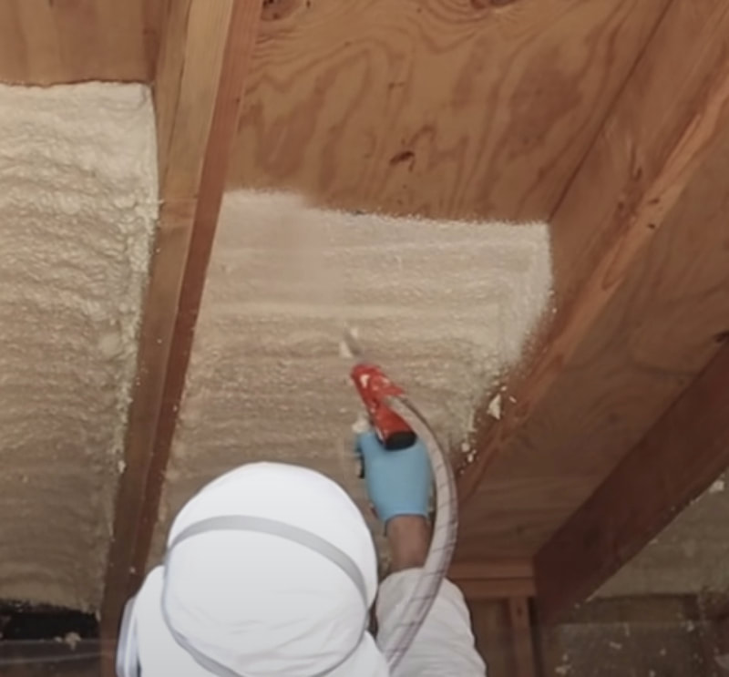 contractor spraying foam insulation Nampa Idaho